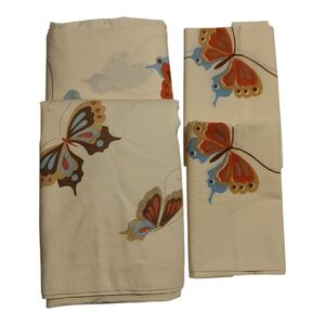Hanae Mori Butterfly Percale King Sheet Set 2 Flat 2 Pillowcases